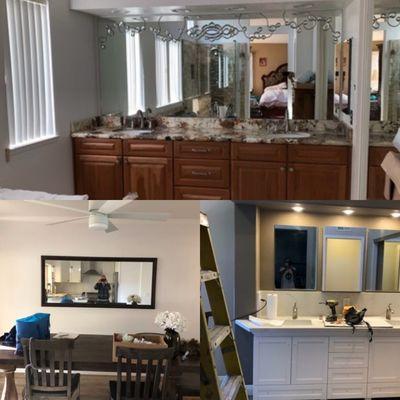 We do custom sized and custom designed mirrors for your frame, bathroom, home, and business