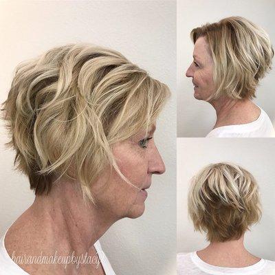 Soft shadow root and pixie cut by Stacy! Reserve today: (515) 232-7250