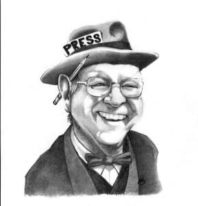 Folksy caricature of political publisher Franklin J. Lunding