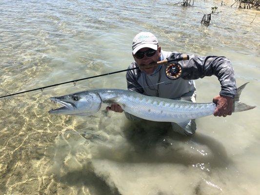 Hallam Cottingham with barracuda on the fly