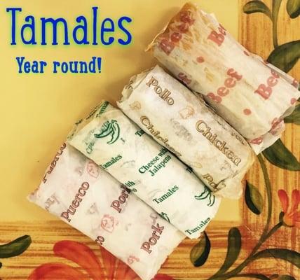 Whether you're craving pork, cheese and peppers, chicken, or beef, we have tamales all year round for you!