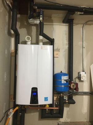 Navien tankless water heaters.  Endless hot water.