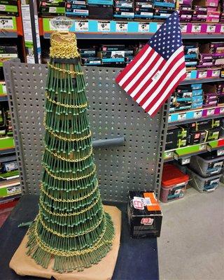 Wood screw Christmas Tree with door knob topper