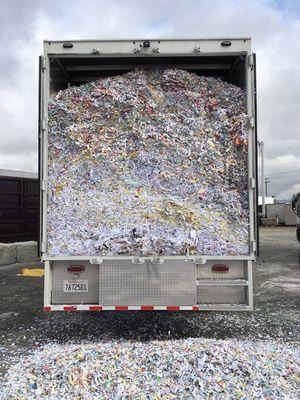 Truck is full of 400 boxes of shredded material