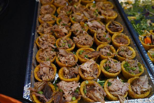 catering order! Custom  tostones cups filled with pernil