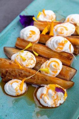 sauteed eggplant with goat cheese