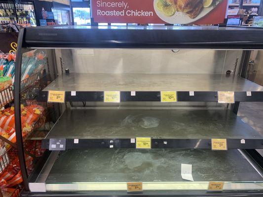 NO roasted chicken and other products (both sides of this case were empty).