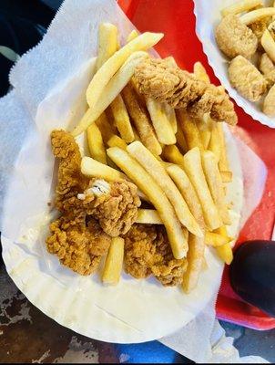 3 Pcs Chicken Tender w/ Fries 6 Piece Chicken Nuggets w/fries