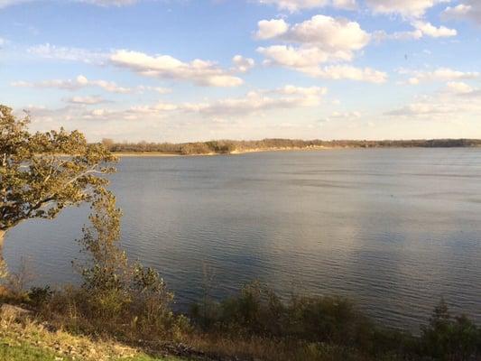 This is the view of the Deer Creek State Park lake, taken from a table in the dining room. It was an early Fall evening in Oct.