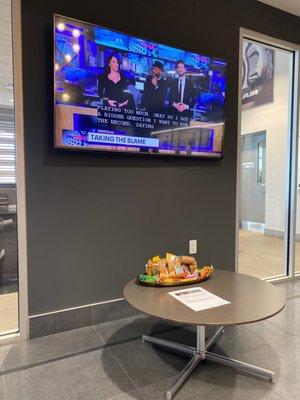 Snacks in waiting room.