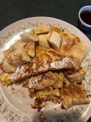 French toast with banana and bacon