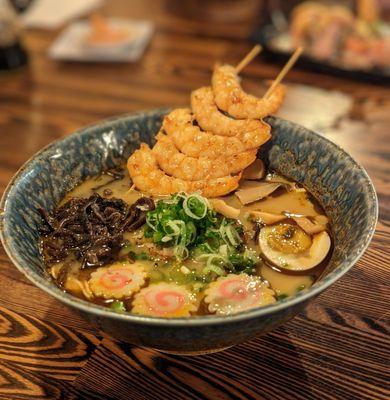 Tonkotsu Ramen with an extra order of shrimp