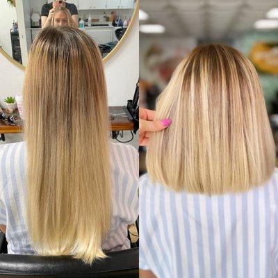 Blonde highlights with a bob haircut!