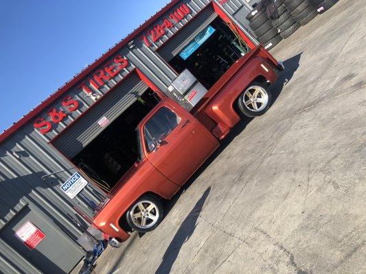 1977 Chevy truck with 18" 2 peice u.s. mag wheels