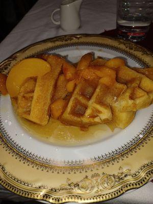 Peach cobbler waffles