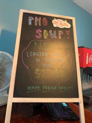 Pho Soup chalkboard