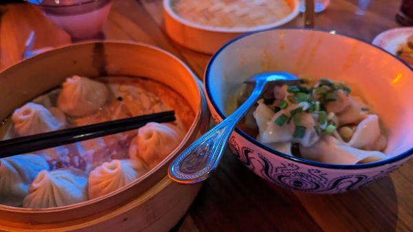 Pork soup dumplings and wontons in 'chili oil'