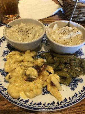 My old faithful standby order. Country Vegetable plate with green beans, macaroni, and 2 dumplings.