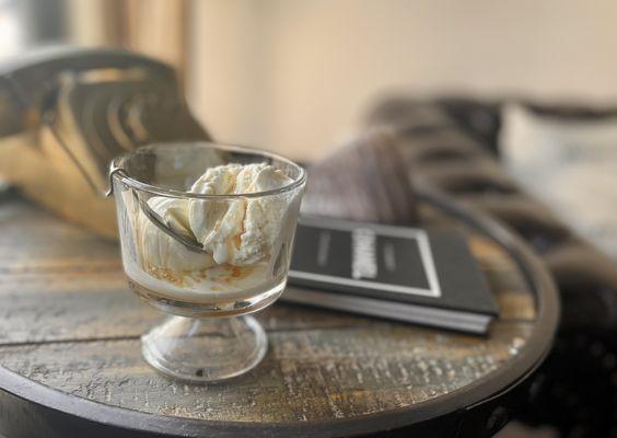 Organic Liquid Nitrogen Ice Cream with salted caramel