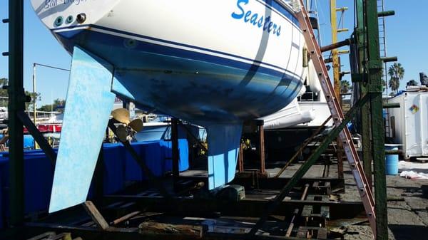 Before the bottom paint/work is done on my boat at Marina Shipyard.