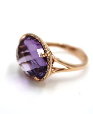 Oval Amethyst Ring with Diamonds