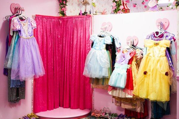 Princess costumes are plenty here, and we have a costume for any size child for their princess party!