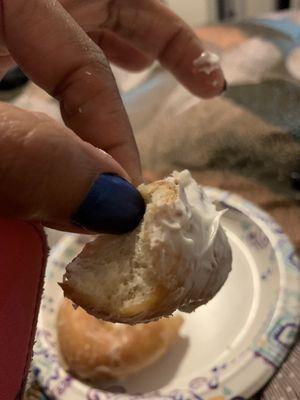 This is supposed to be a Cream Filled Donut. Instead of cream inside, they put a layer of cream under the donut!