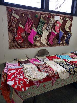 Come see my beautiful Christmas stockings made of Indian textiles