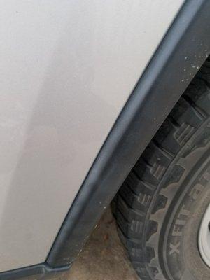 This is not dust its silver spray paint that they got on my tire trim and didn't clean off