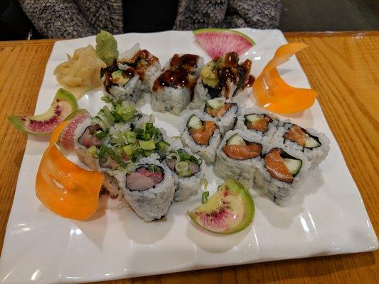 Three roll combo. Beautiful presentation.