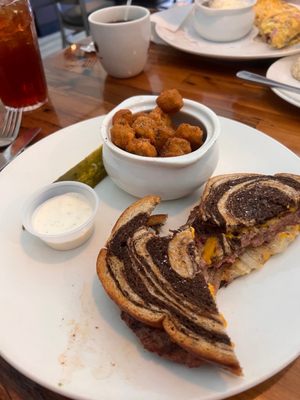 Patty melt medium rare & okra w/ranch