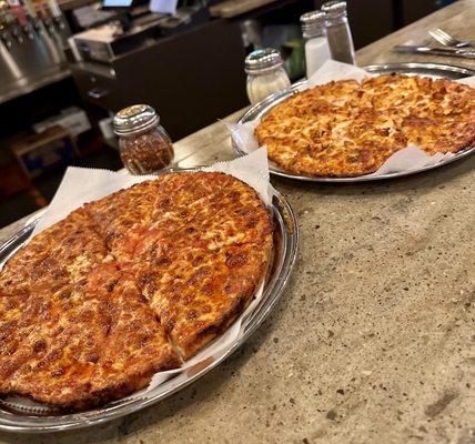 Garlic Pizza & Buffalo Chicken Pizza