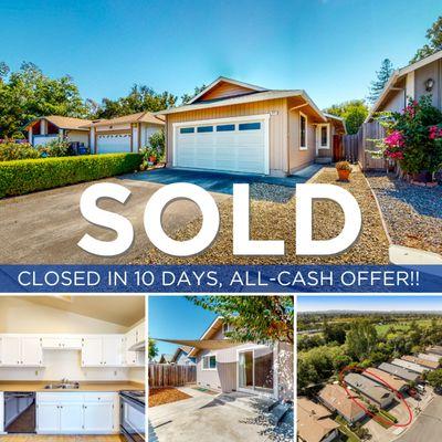 10/3/2022
This Santa Rosa home in the Sierra Meadows neighborhood closed in 10 days with an all cash offer at $573,000!