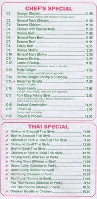 Newly updated menu! Check out the new Thai Specials and Vegetarian Specials.