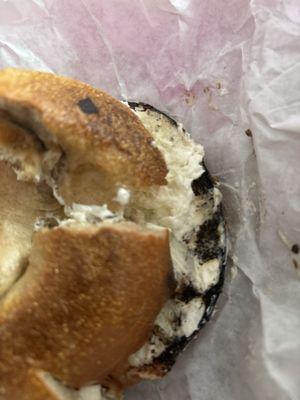 Bagel with spreads burnt