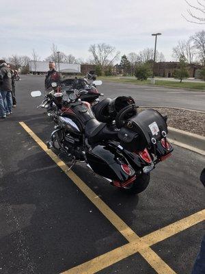 My Triumph Rocket III, the 2,300 cc engine & 180 hp engine let's poor Harley's know they will only see it from behind LOL. Just kidding.