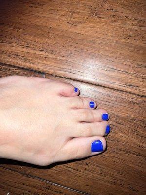 My latest pedicure. All their gel polish colors match their regular nail polish.