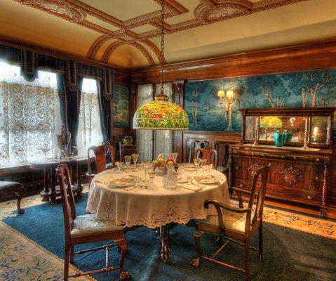 Lavish Dining Room with Tiffany Lamp.