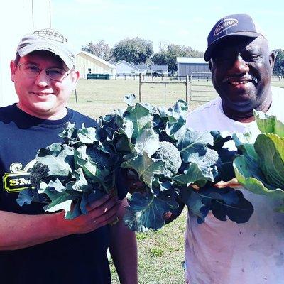 Levi O'Steen with Main Farmer for Market Mr Nelson Brooks