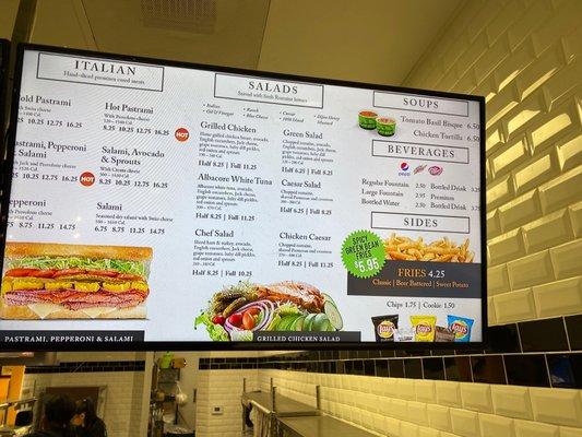 Menu and pricing as of 3/17/2022