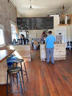 Bar stool seating area, nice open space.