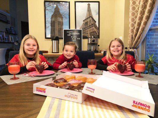 Heart shaped donuts is a fun annual tradition for our Valentine's Day breakfast that we started when Adrianna and Vera were Mavericks age!