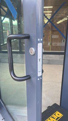 Fresh install of a Mortise lock for a building lobby