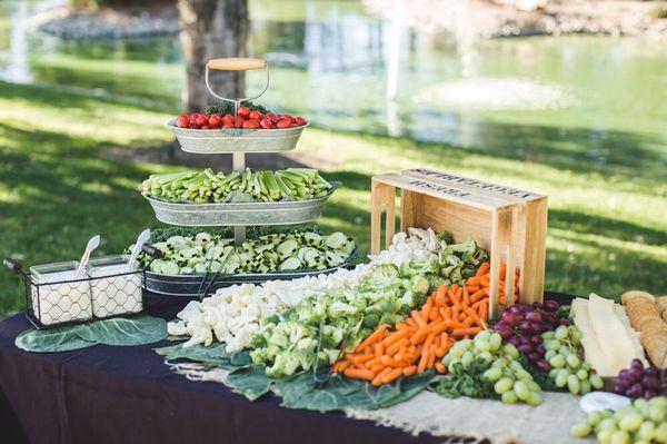 Veggies and cheese and cracker table