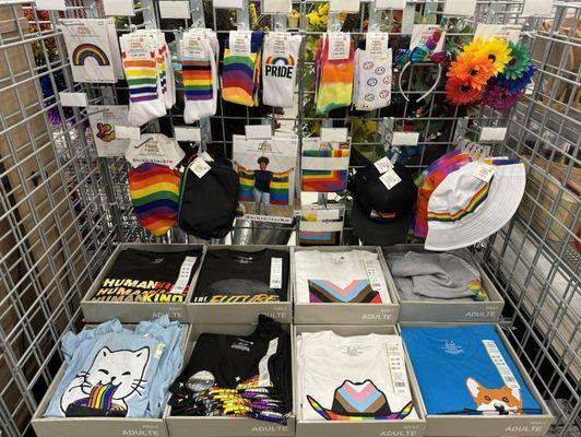 Pride socks, hats, tees, and more