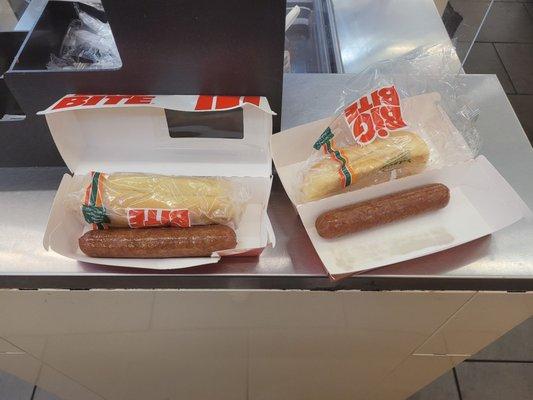 Have never received hot dogs like this, made it difficult being that we did not want to use our hands without washing at home.