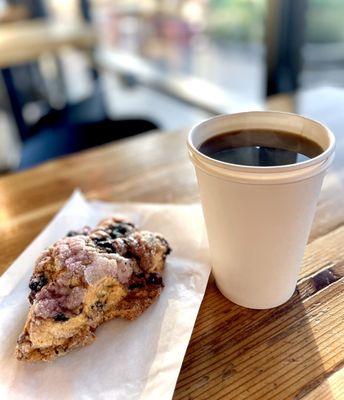 Blueberry scone & pour over (single origin from Panama: yummm very smooth and fruity!)