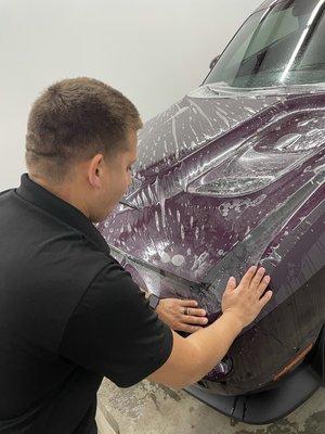 Hood install on Challenger