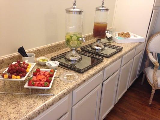 Our personal snack buffet in our private room!