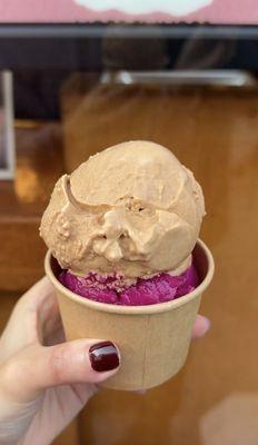 Black Milk Tea Gelato, Red Dragonfruit Sorbetto